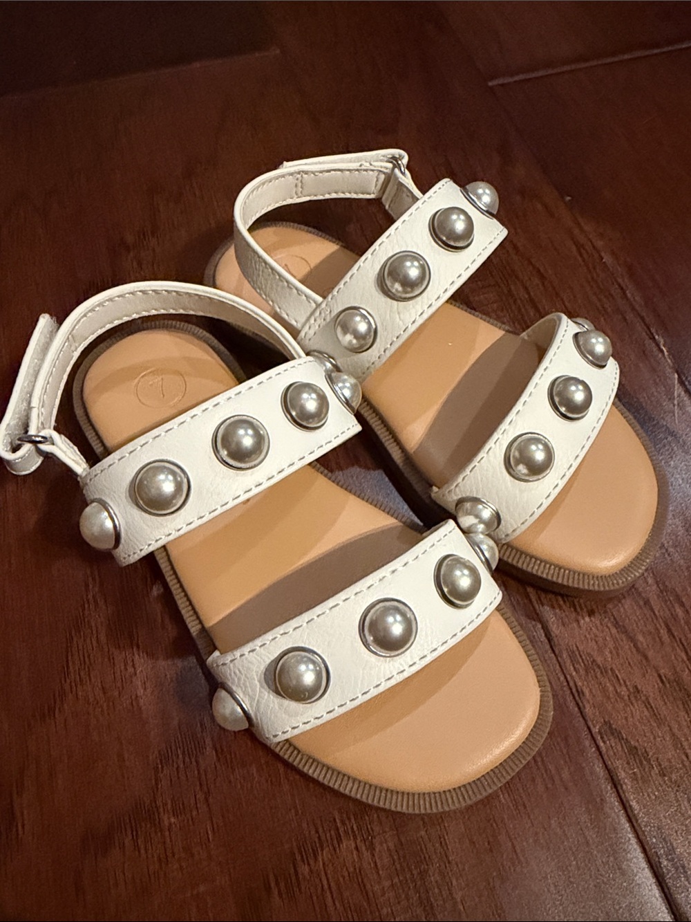 Cat & Jack White Pearl-Stud Sandals